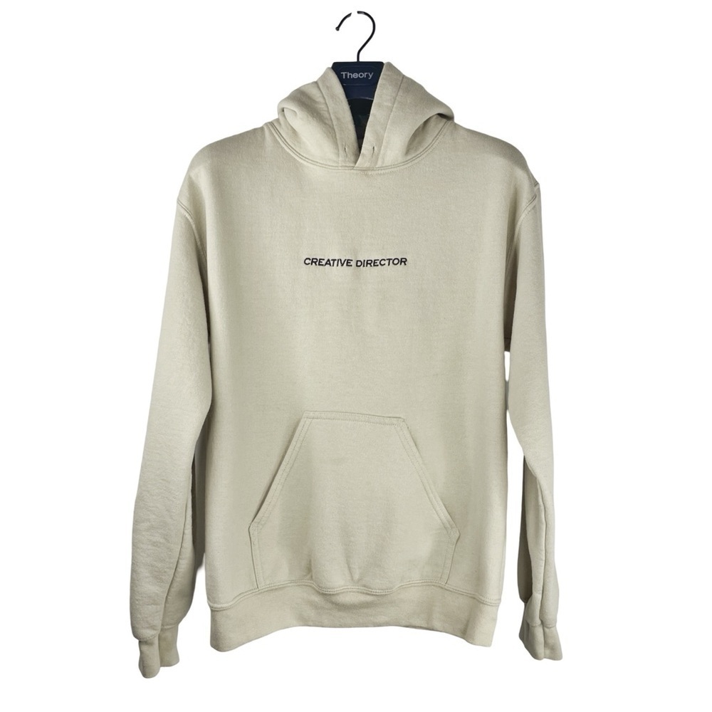 RIPPLE JUNCTION Men’s Cream Streetwear Hoodie w Creative Director Embroidery S